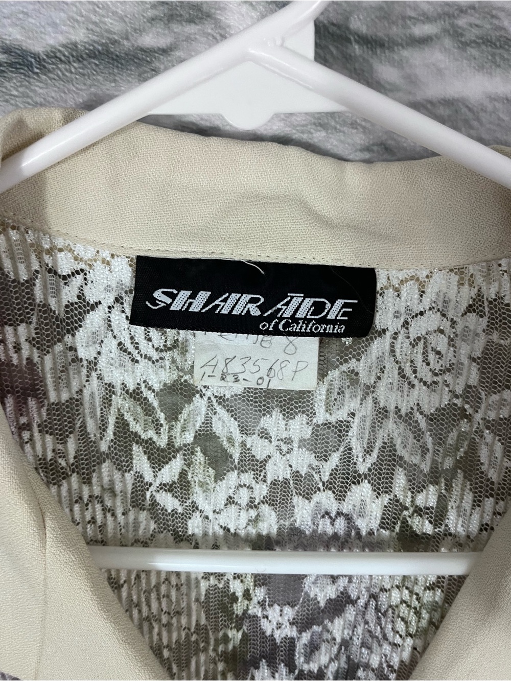 VTG 80’s 90’s Floral Sheer Lace Button Front Collared Lettuce Hem Crop Top - 8P - Picture 16 of 16
